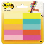 Post-It MMM67010AB Page Flag Markers, Assorted Bright Colors, 50 Sheets/pad, 10 Pads/pack