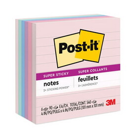 3M MMM6756SSNRP Recycled Notes in Wanderlust Pastels Collection Colors, Note Ruled, 4" x 4", 90 Sheets/Pad, 6 Pads/Pack