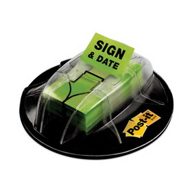 3M/COMMERCIAL TAPE DIV. MMM680HVSD Page Flags In Dispenser, "sign & Date", Bright Green, 200 Flags/dispenser