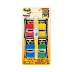 Post-It MMM680RYBGVA Page Flag Value Pack, Assorted Colors, 200 1" Flags, 50 Highlighter/pen Flags