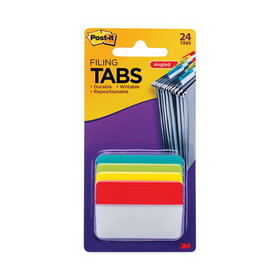 Post-It MMM686AALYR Angled Tabs, 2 X 1 1/2, Solid, Aqua/lime/red/yellow, 24/pack