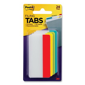 Post-It MMM686ALYR3IN File Tabs, 3 X 1 1/2, Solid, Aqua/lime/red/yellow, 24/pack