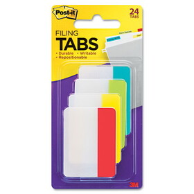 Post-It MMM686ALYR File Tabs, 2 X 1 1/2, Aqua/lime/red/yellow, 24/pack