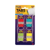 Post-It MMM686RALY File Tabs, 1 X 1 1/2, Aqua/lime/red/yellow, 100/pack