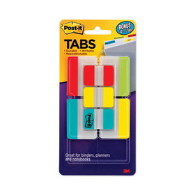Post-It MMM686VAD2 Plain Solid Color Tabs Value Pack, (66) 1/5-Cut 1" Wide, (48) 1/3-Cut 2" Wide, Assorted Colors and Sizes, 114/Pack
