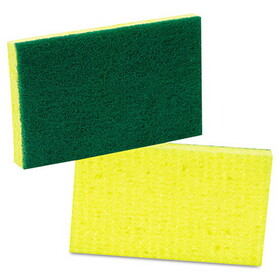 3M MMM74CC Medium-Duty Scrubbing Sponge, 3.6 x 6.1, 0.7" Thick, Yellow/Green, 10/Pack