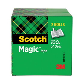 3M MMM8102P3472 Magic Tape Refill, 3" Core, 0.75" x 72 yds, Clear, 2/Pack