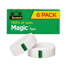 3M MMM8106PK Magic Tape Refill, 1" Core, 0.75" x 36 yds, Clear, 6/Pack