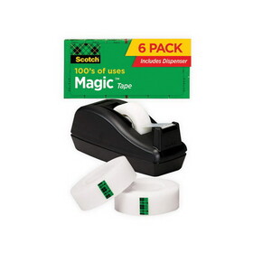 3M/COMMERCIAL TAPE DIV. MMM810C40BK Magic Tape Value Pack W/c40 Dispenser, 3/4" X 1000", 1" Core, Clear, 6/pack