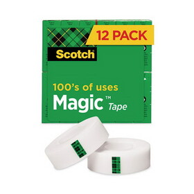 Scotch MMM810K12 Magic Tape Value Pack, 3/4" X 1000", 1" Core, Clear, 12/pack