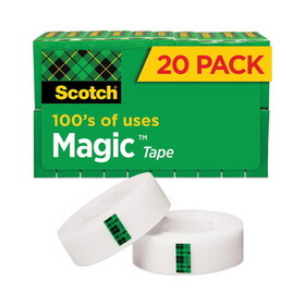 3M/COMMERCIAL TAPE DIV. MMM810K20 Magic Tape Value Pack, 3/4" X 1000", 1" Core, Clear, 20/pack