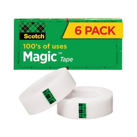 Scotch MMM810K6 Magic Tape Refill, 3/4" X 1000", 1" Core, Clear, 6/pack