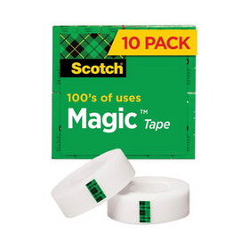 3M MMM810P10K Magic Tape Value Pack, 1" Core, 0.75" x 83.33 ft, Clear, 10/Pack