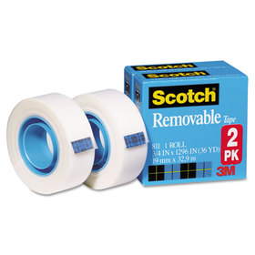 3M/COMMERCIAL TAPE DIV. MMM8112PK Removable Tape 811 2pk, 3/4" X 1296", 1" Core, Transparent, 2/pack