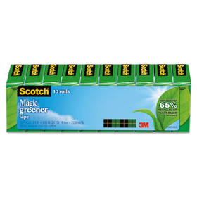 Scotch MMM81210P Magic Greener Tape, 3/4" X 900", 1" Core, Clear, 10/pack