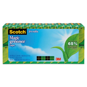 Scotch MMM81224P Magic Greener Tape, 3/4" X 900", 1" Core, 24 Rolls/pack