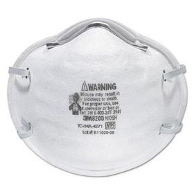 3M MMM8200 N95 Particle Respirator 8200 Mask, Standard Size, 20/Box