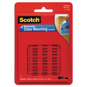 Scotch MMM859 Mounting Squares, Precut, Removable, 11/16" X 11/16", Clear, 35/pack