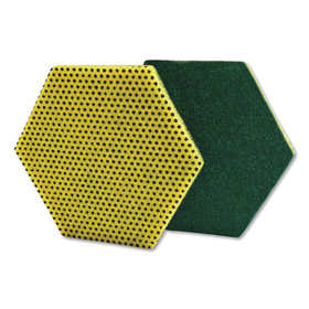 Scotch-Brite MMM96HEX Dual Purpose Scour Pad, 5 x 5.75, Green/Yellow, 15/Carton