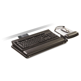 3M MMMAKT180LE Sit/Stand Easy Adjust Keyboard Tray, Highly Adjustable Platform,, Black