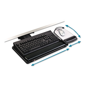 3M MMMAKT80LE Knob Adjust Keyboard Tray With Highly Adjustable Platform, Black