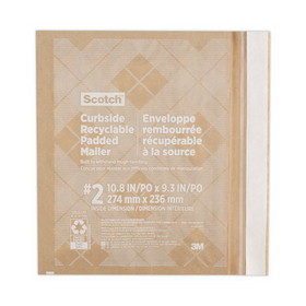 Scotch MMMCR21 Curbside Recyclable Padded Mailer, #2, Bubble Cushion, Self-Adhesive Closure, 11.25 x 12, Natural Kraft, 100/Carton