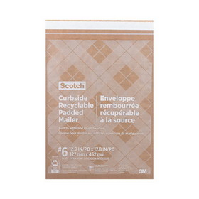Scotch MMMCR61 Curbside Recyclable Padded Mailer, #6, Bubble Cushion, Self-Adhesive Closure, 13.75 x 20, Natural Kraft, 50/Carton
