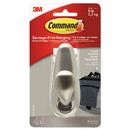 Command FC13-BN-ES Adhesive Mount Metal Hook, Large, Brushed Nickel Finish, 1 Hook and 2 Strips/Pack