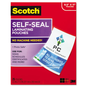 3M/COMMERCIAL TAPE DIV. MMMLS85425G Self-Sealing Laminating Pouches, 9.5 Mil, 9 3/10 X 11 4/5, 25/pack