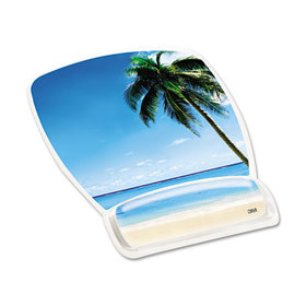3M/COMMERCIAL TAPE DIV. MMMMW308BH Fun Design Clear Gel Mouse Pad Wrist Rest, 6 4/5 X 8 3/5 X 3/4, Beach Design