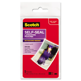 Scotch MMMPL903G Self-Sealing Laminating Pouches, Glossy, 2 13/16 X 3 15/16, Wallet Size, 5/pack