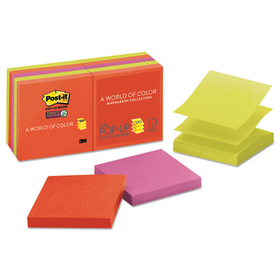 3M MMMR33010SSAN Pop-up 3 x 3 Note Refill, 3" x 3", Playful Primaries Collection Colors, 90 Sheets/Pad, 10 Pads/Pack