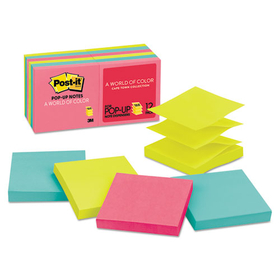 3M MMMR33012AN Original Pop-up Refill Value Pack, 3 x 3, (8) Poptimistic Collection Colors, (4) Canary Yellow, 100 Sheets/Pad, 12 Pads/Pack