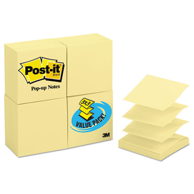 3M MMMR33024VAD Original Canary Yellow Pop-up Refill Value Pack, 3" x 3", Canary Yellow, 100 Sheets/Pad, 24 Pads/Pack