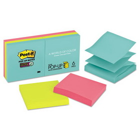 Post-it MMMR3306SSMIA Pop-up 3 x 3 Note Refill, 3" x 3", Supernova Neons Collection Colors, 90 Sheets/Pad, 6 Pads/Pack