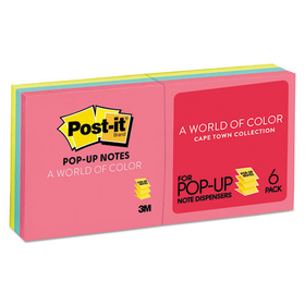 Post-It MMMR330AN Original Pop-up Refill, 3" x 3", Poptimistic Collection Colors, 100 Sheets/Pad, 6 Pads/Pack