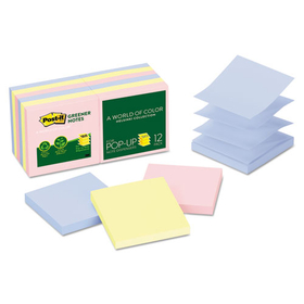 Post-It MMMR330RP12AP Original Recycled Pop-up Notes, 3 x 3, Sweet Sprinkles Collection Colors, 100 Sheets/Pad, 12 Pads/Pack