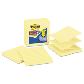 3M MMMR440YWSS Pop-up Notes Refill, Note Ruled, 4" x 4", Canary Yellow, 90 Sheets/Pad, 5 Pads/Pack