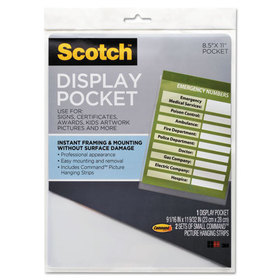 Scotch MMMWL854C Display Pocket, Removable Interlocking Fasteners, Plastic, 8-1/2 X 11, Clear