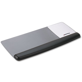 3M MMMWR422LE Antimicrobial Gel Mouse Pad/Keyboard Wrist Rest Platform, 25.5 x 10.6, Black/Silver