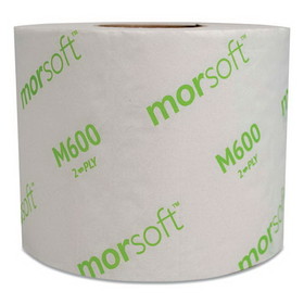 Morcon Tissue MOR M600 Morsoft Controlled Bath Tissue, Septic Safe, 2-Ply, White, 3.9" x 4", 600 Sheets/Roll, 48 Rolls/Carton