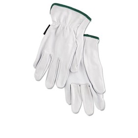 Memphis MPG3601M Grain Goatskin Driver Gloves, White, Medium, 12 Pairs