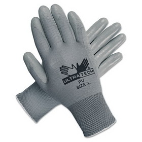MCR Safety MPG9696L Ultra Tech TaCartonile Dexterity Work Gloves, White/Gray, Large, 12 Pairs