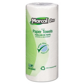 Marcal 06350 Perforated Kitchen Towels, White, 2-Ply, 9"x11", 85 Sheets/Roll, 30 Rolls/Carton