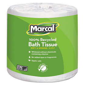 Marcal MRC6079 100% Recycled Two-Ply Embossed Toilet Tissue, White, 48 Rolls/carton