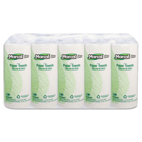 Marcal MRC610 100% Premium Recycled Perforated Kitchen Roll Towels, 2-Ply, 11 x 9, White, 70/Roll, 15 Rolls/Carton