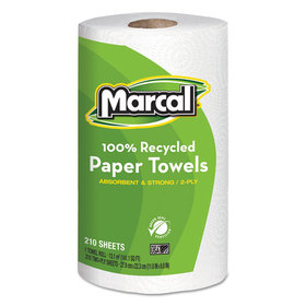 MARCAL MRC6210 100% Recycled Roll Towels, 8 3/4 X 11, 210 Sheets, 12 Rolls/carton