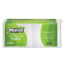 Marcal MRC6506 100% Recycled Luncheon Napkins, 11.4 x 12.5, White, 400/Pack, 6PK/CT