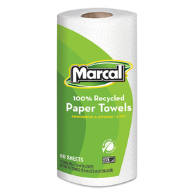 Marcal MRC6709 100% Premium Recycled Kitchen Roll Towels, 2-Ply, 11 x 9, White, 60 Sheets, 15 Rolls/Carton