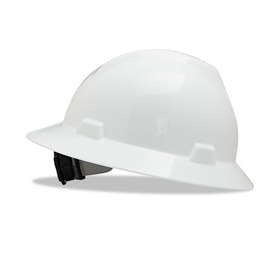 Msa MSA475369 V-Gard Full-Brim Hard Hats, Ratchet Suspension, Size 6 1/2 - 8, White